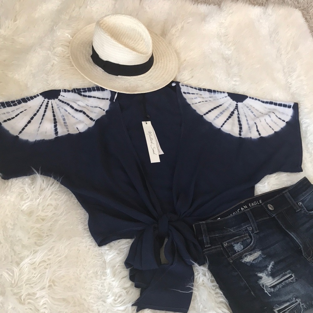 VICI TYE DYED KIMONO CROP TOP SZ S